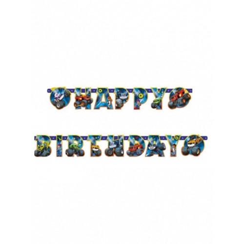 Amscan- Festone snodabile Happy Birthday 180 x 15 cm Blaze, Multicolore, 7AM9901359