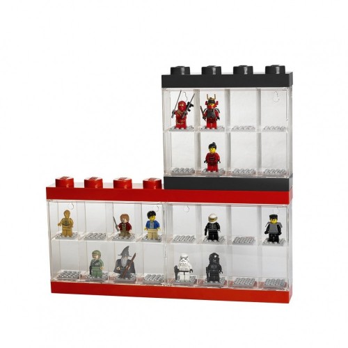 Espositore per 8 Minifigures Lego Batman, Contenitore Impilabile da Parete o Scrivania, Rosso