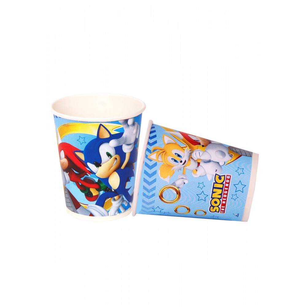8 Bicchieri Sonic da 220 ml in cartoncino per feste