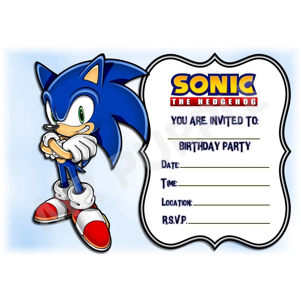 12 Inviti di compleanno Sonic the Hedgehog in cartoncino