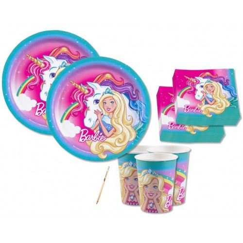 Kit compleanno 16 persone Barbie Dreamtopia