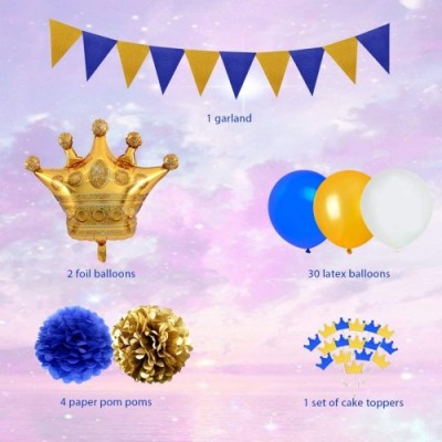 Fangleland Decorazioni per la Festa di Colore Blu Scuro con Palloncini a Forma di Corona Toppers per Cupcake per i Ragazzi Co