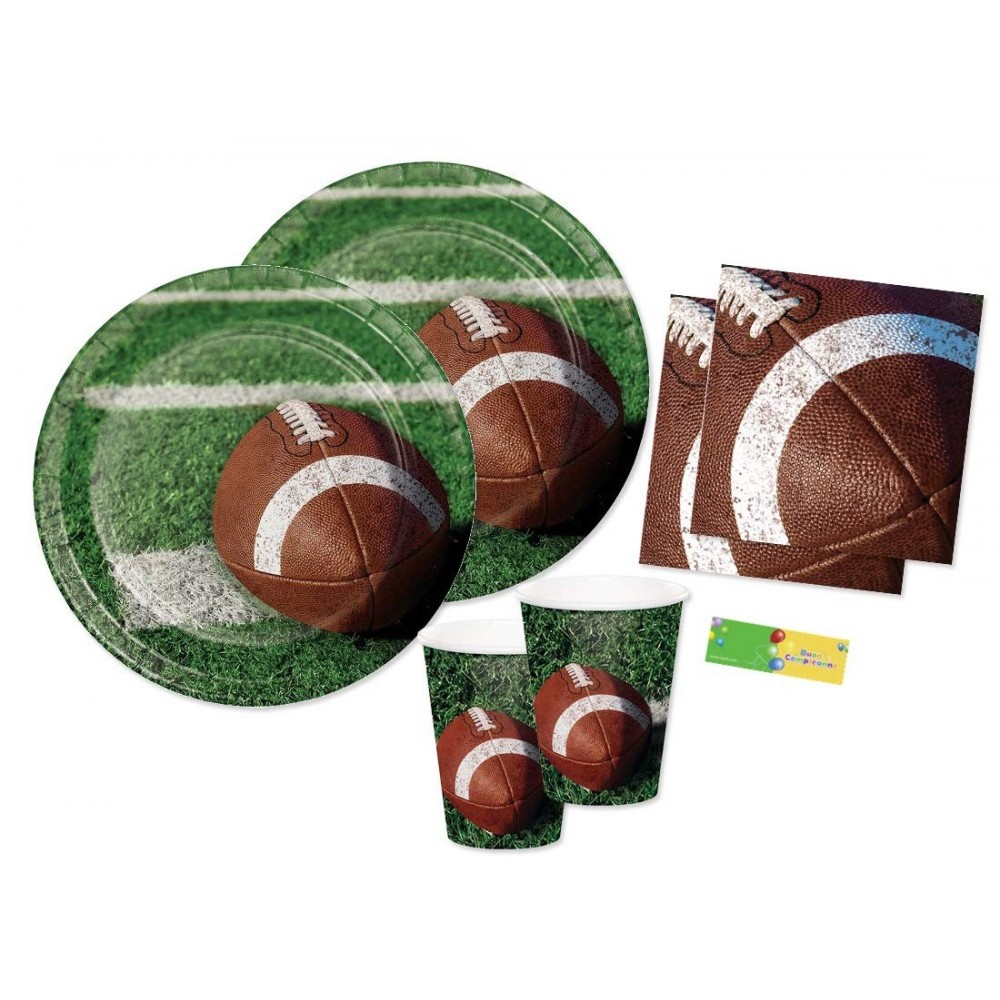 Kit compleanno 16 persone tema Rugby - Football Americano