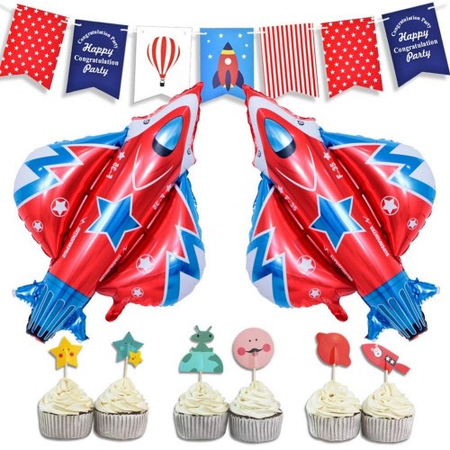 LUCK COLLECTION Space Party Decorations Space Rocket Theme Baby Shower Forniture per feste di compleanno