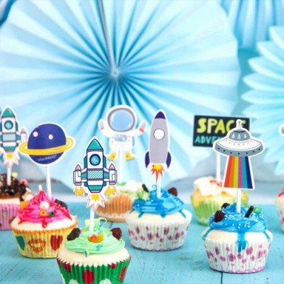 SUNBEAUTY Tema di Spazio Festa Decorazione Torta Topper Spazio Astronauta Navicella Spaziale Pianeta Razzo per Compleanno Bam