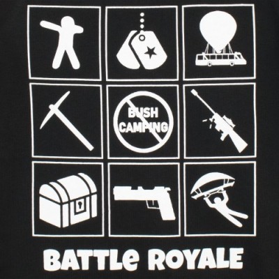 Battle Royale Maglietta a Maniche Corta per Ragazzi Battaglia Reale Nero 12-13 Anni