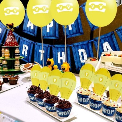 Sayala Toppers per Cupcake 24 Pezzi per Decorazioni di compleanno Blue Cupcake Wrapper And Topper per Feste per Giocatori