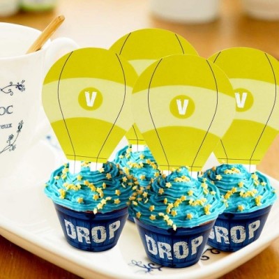 Sayala Toppers per Cupcake 24 Pezzi per Decorazioni di compleanno Blue Cupcake Wrapper And Topper per Feste per Giocatori