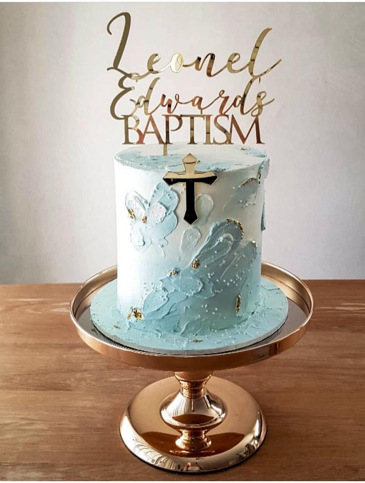 Torta Battesimo con Cake Topper oro